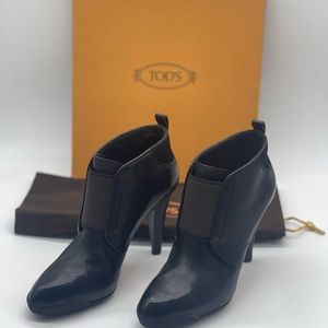 TOD'S Black Leather Lace-Up Ankle Boots Women’s 7